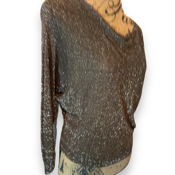Gigi Modal ALIOCHA SPARKLE LIGHT KNIT Chocolate 3/4 Sleeve Dressy Top OS - Picture 5 of 15